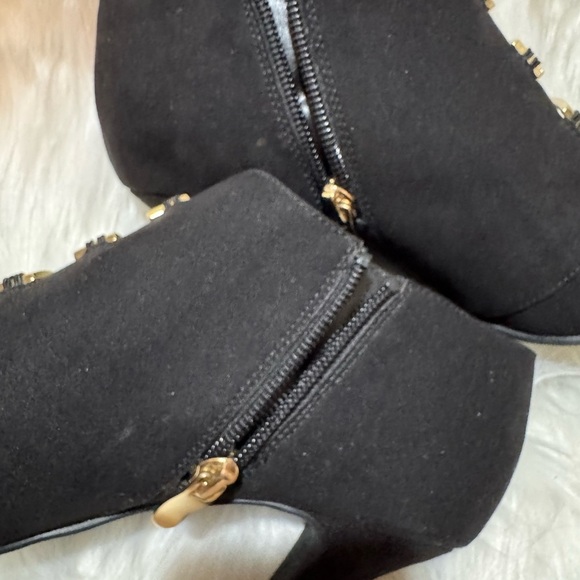 Limelight Black and Gold Ankle Booties with Decorative Clasps - Picture 11 of 11